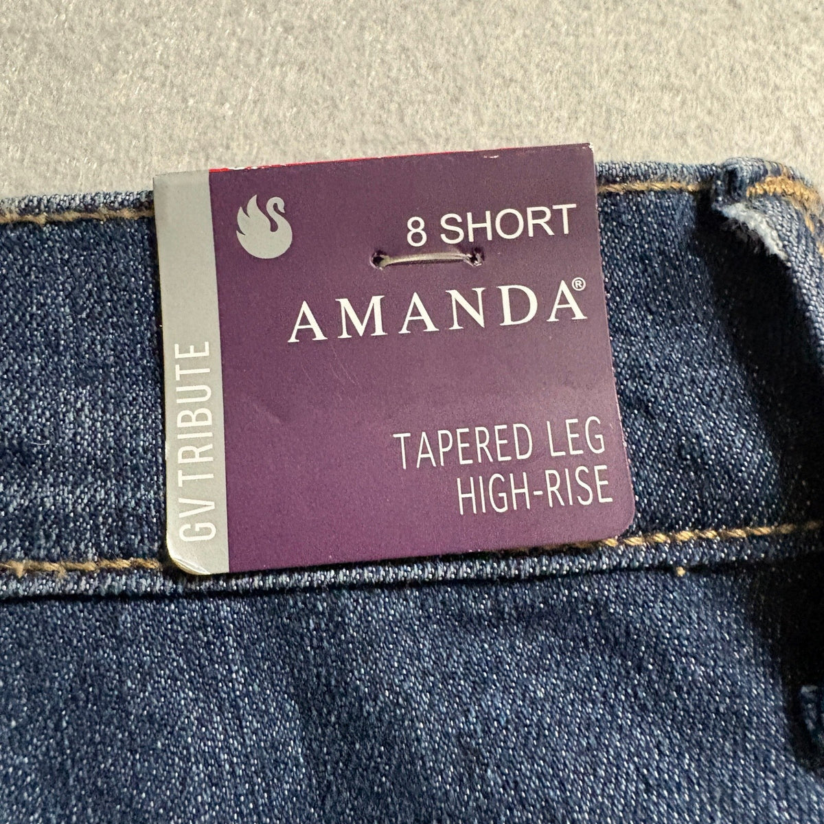Gloria Vanderbilt Amanda Jeans Womens 8 Short Blue High Rise Tapered Leg Stretch