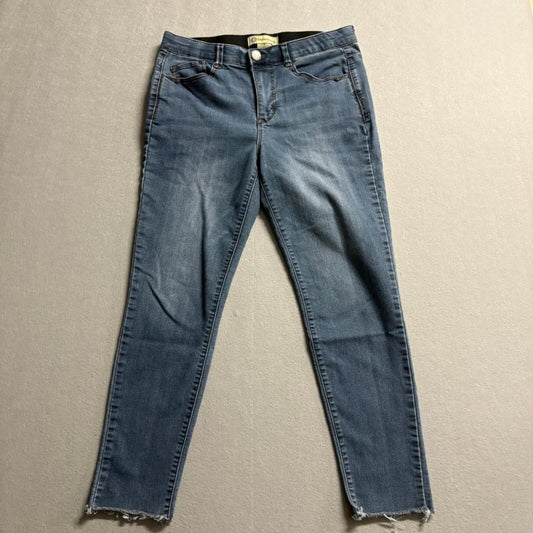 Democracy Ab Technology Skinny Jeans Womens Size 8 Blue Raw Hem Stretch Denim