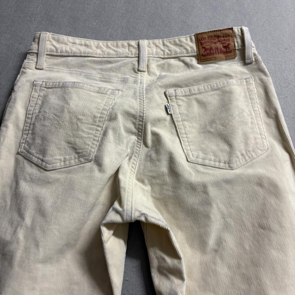 Levi's 725 High Rise Bootcut Corduroy Pants Womens 31x32 Cream Off White Stretch
