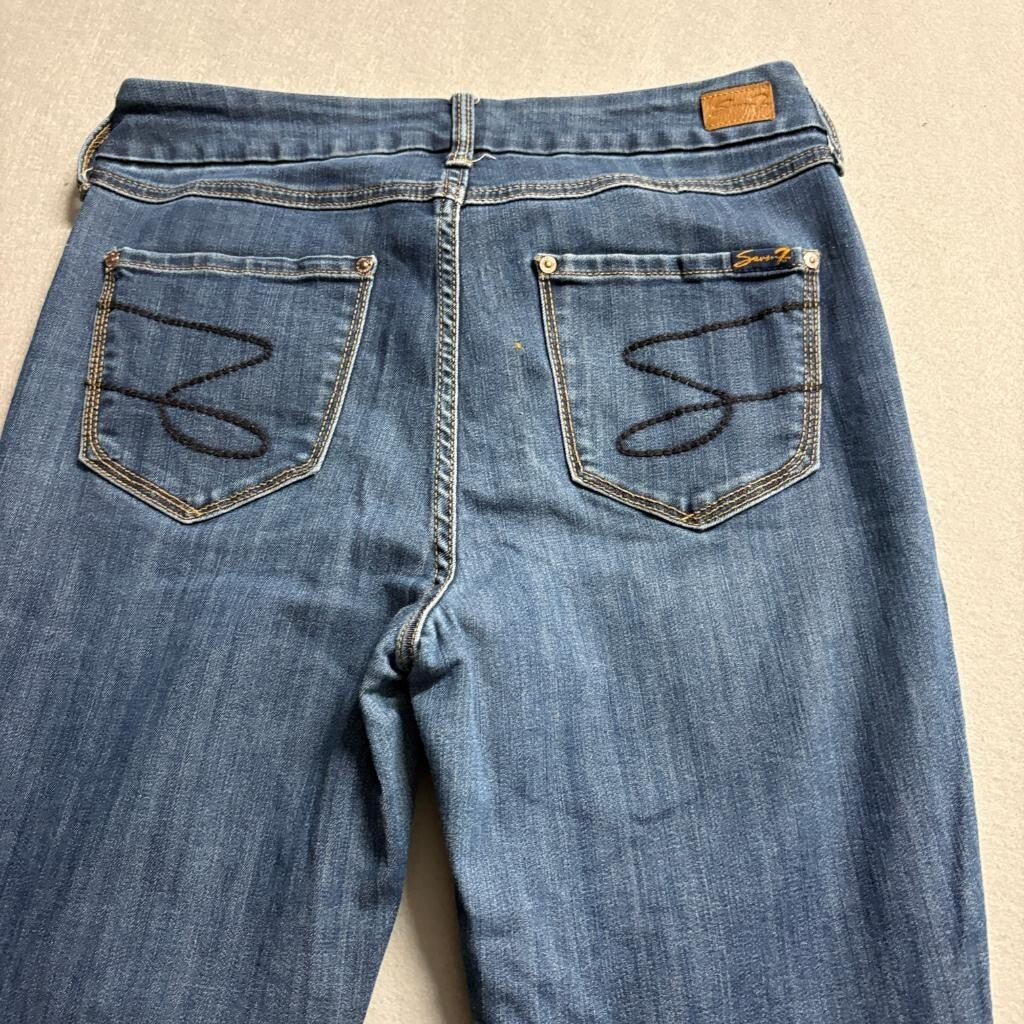 Seven7 Skinny Jeans Womens 8 Blue Denim Stretch Mid Rise Five Pocket