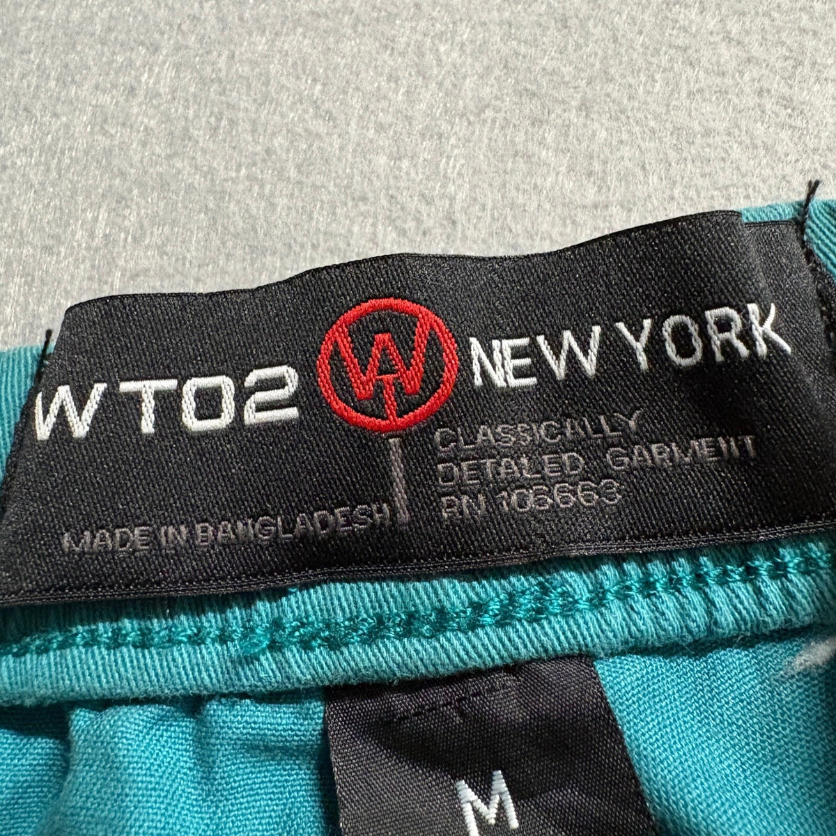 WT02 New York Mens Jogger Pants Medium Teal Green Cotton Stretch Elastic Waist