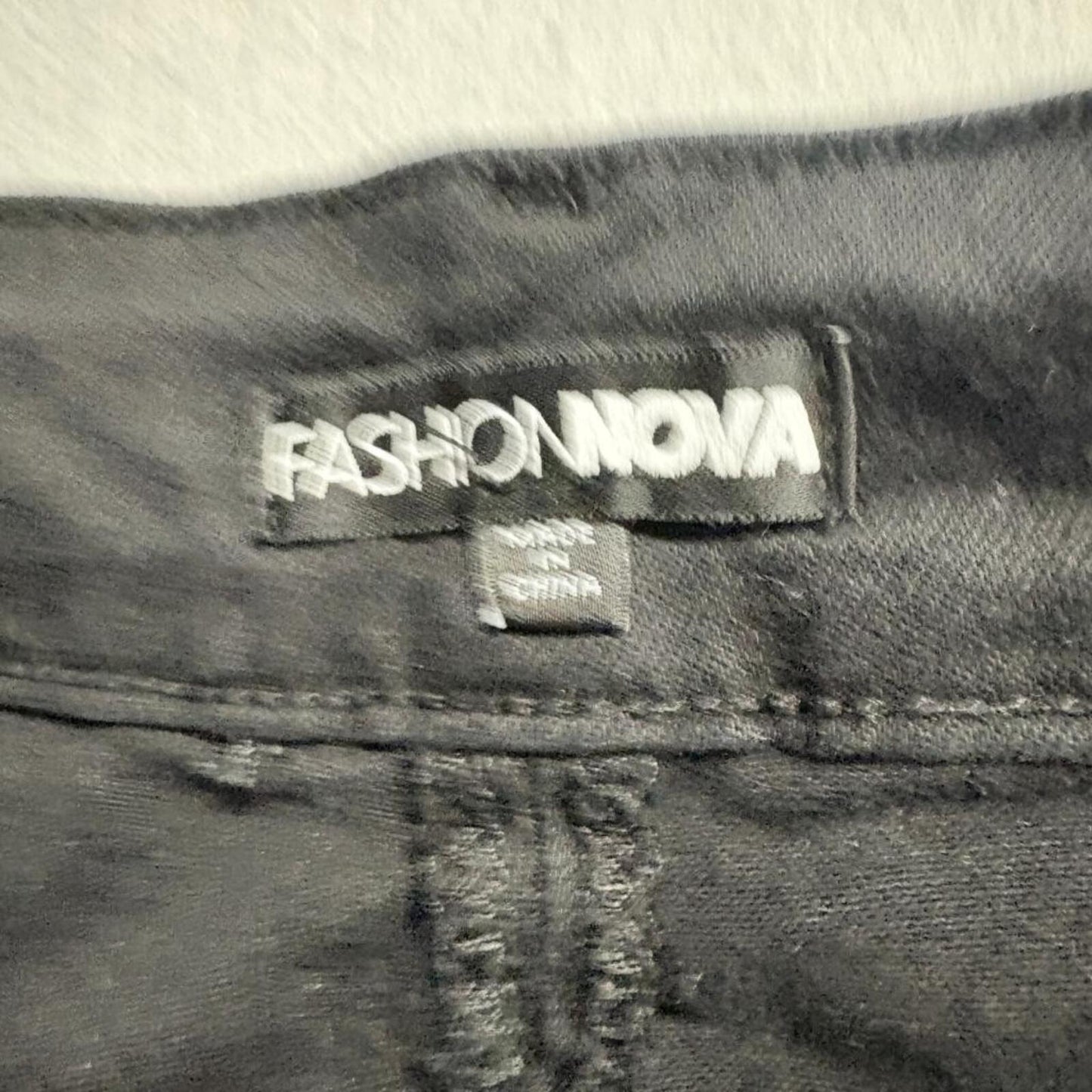 Fashion Nova Mens Cargo Jogger Pants Large Black Ankle Zip Stretch Cotton Blend
