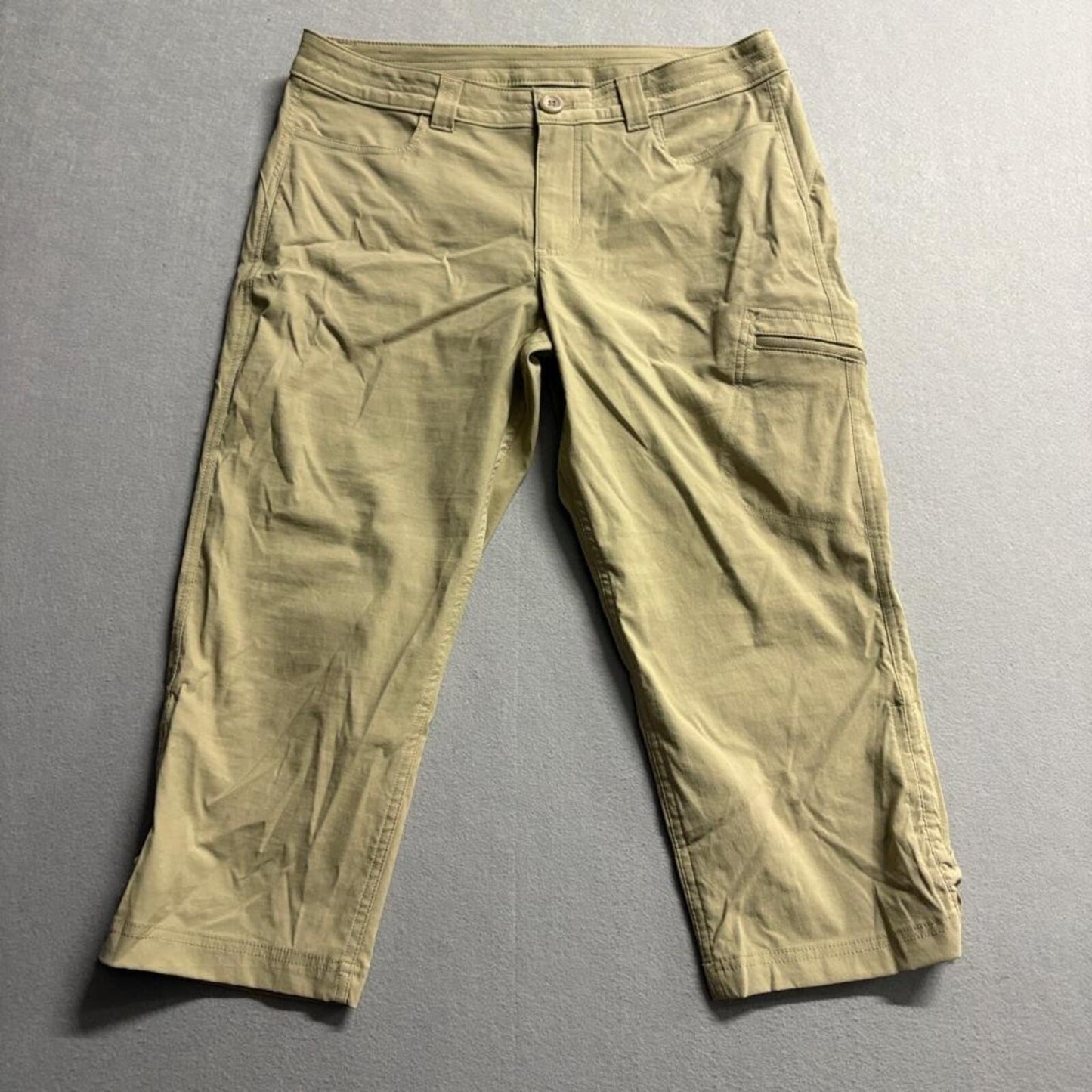 Eddie Bauer Horizon Capri Pants Womens 10 Khaki Tan Nylon Stretch Cargo Hiking