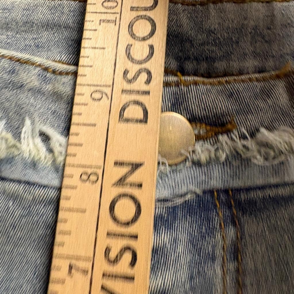 Shein Tall S Womens Blue Distressed Raw Hem Heart Star Patch Flare Jeans