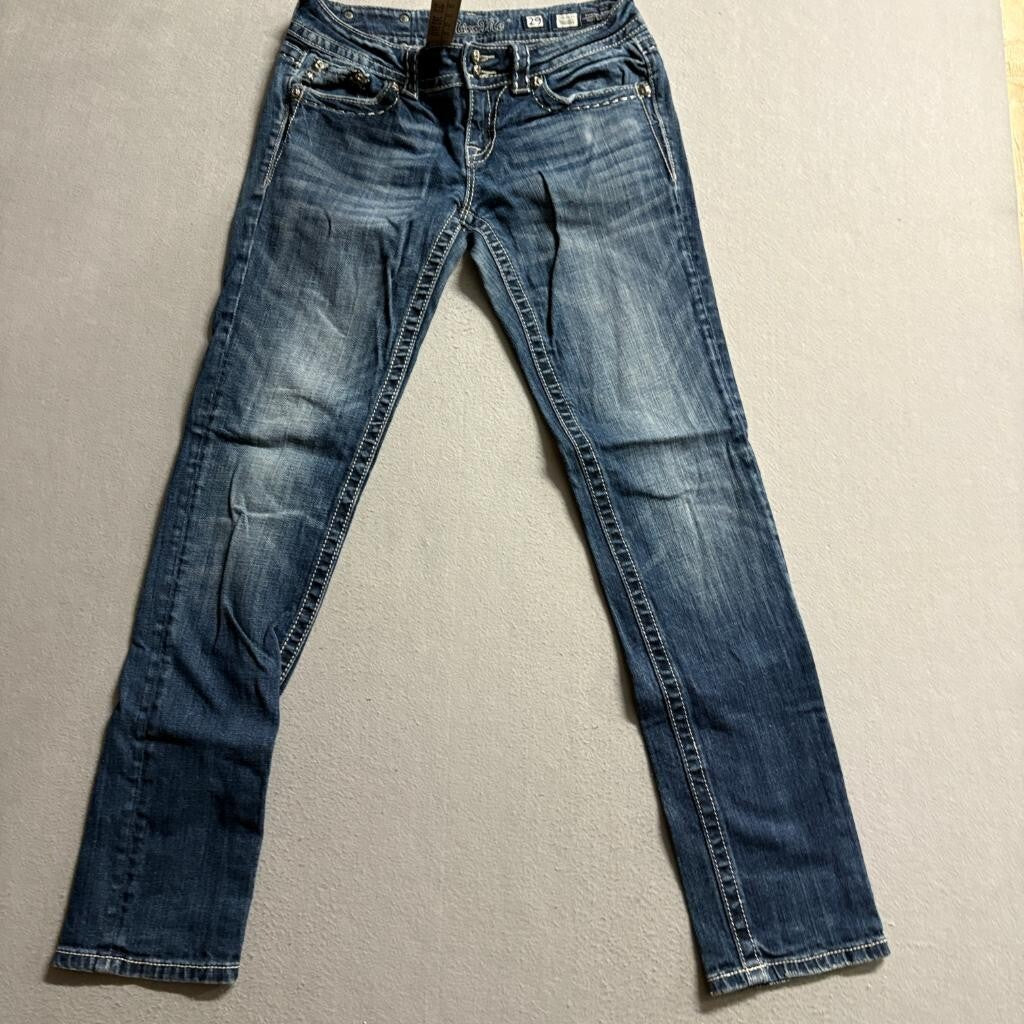 Miss Me Skinny Jeans Womens 29 Blue Denim JP60035 Dark Wash Thick Stitch Stretch