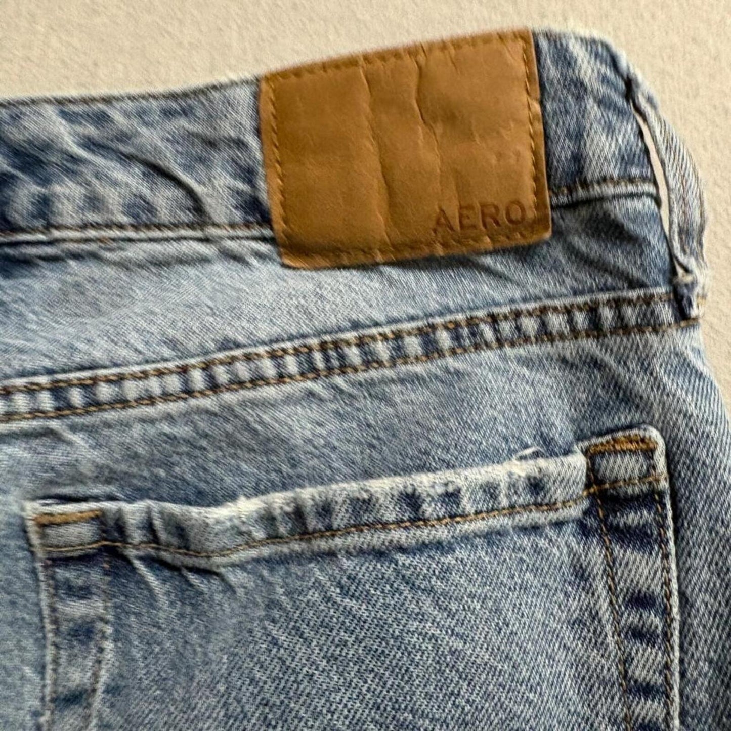 Aeropostale Low Rise 90s Baggy Jeans Womens 00 Reg Distressed Blue 100% Cotton
