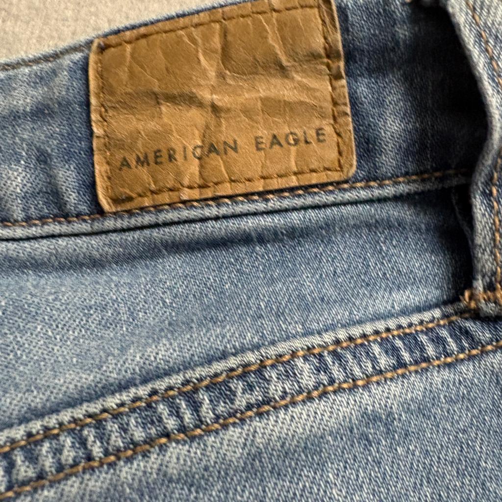 American Eagle Super High Rise Baggy Wide Leg Cargo Jeans Womens 6 Regular Blue