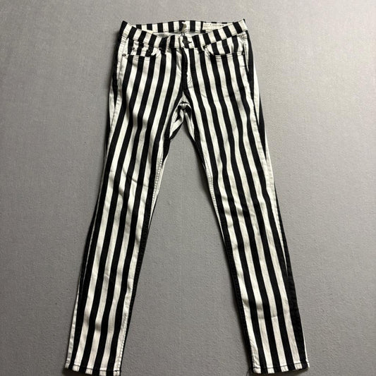 Rag & Bone Jean Womens 27 Capri Jeans Black White Vertical Stripe Benton Strpe