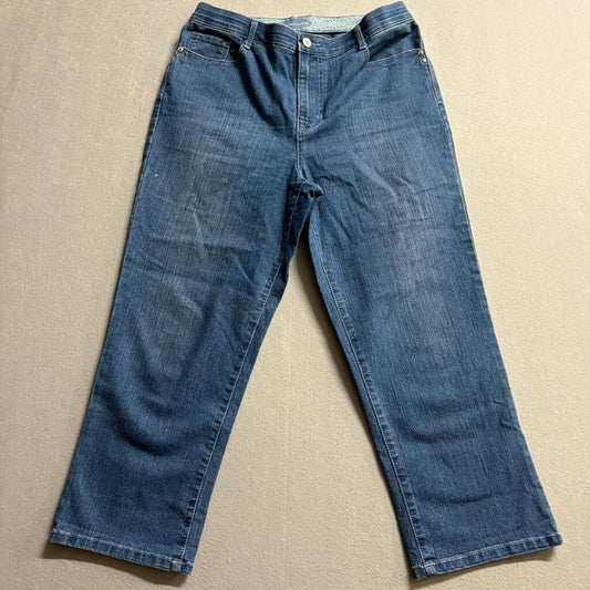 Gloria Vanderbilt Crop Jeans Womens 10 Blue Denim Embroidered Pockets Stretch