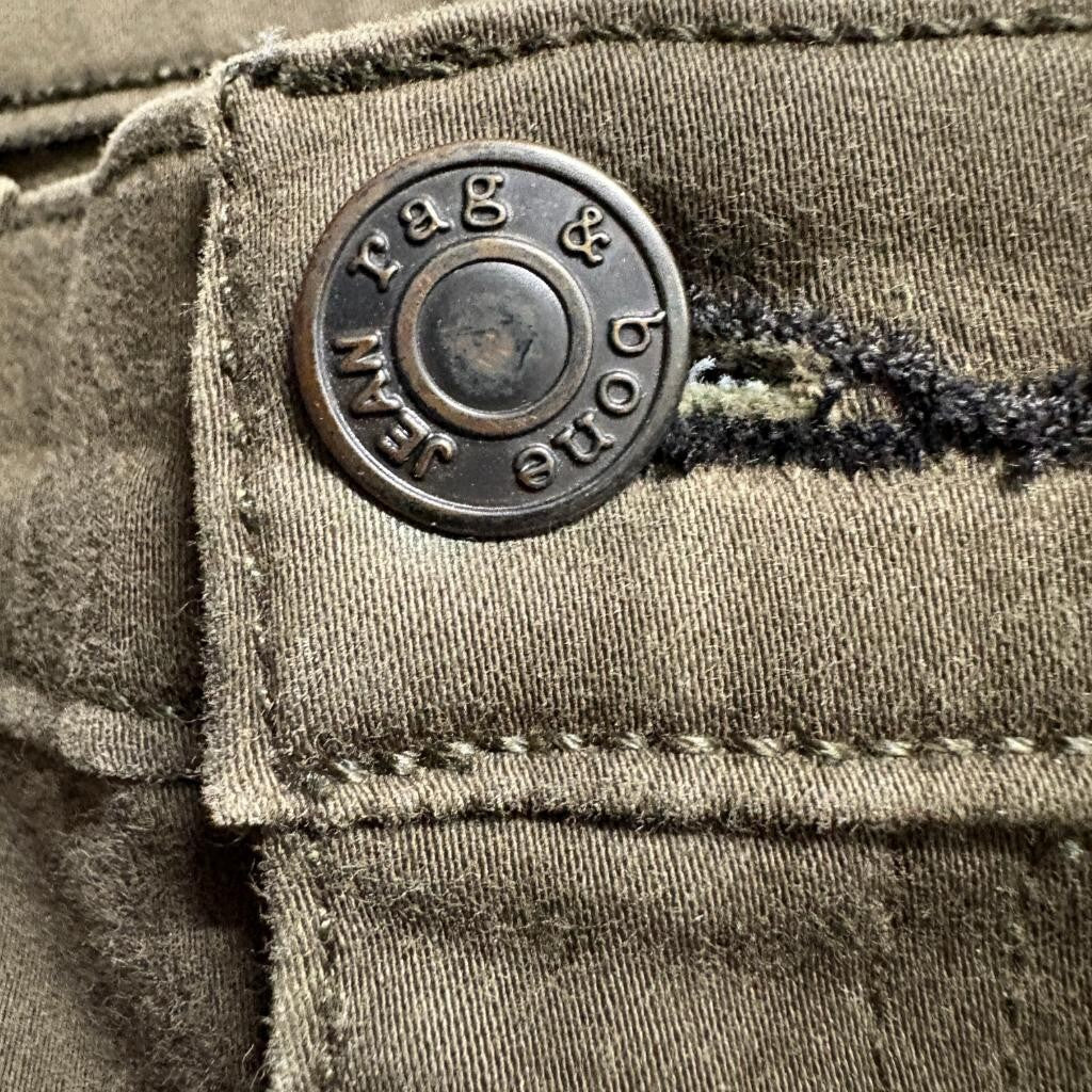 Rag & Bone Jean Legging Army Sateen Olive Green Skinny Jeans Womens Size 28