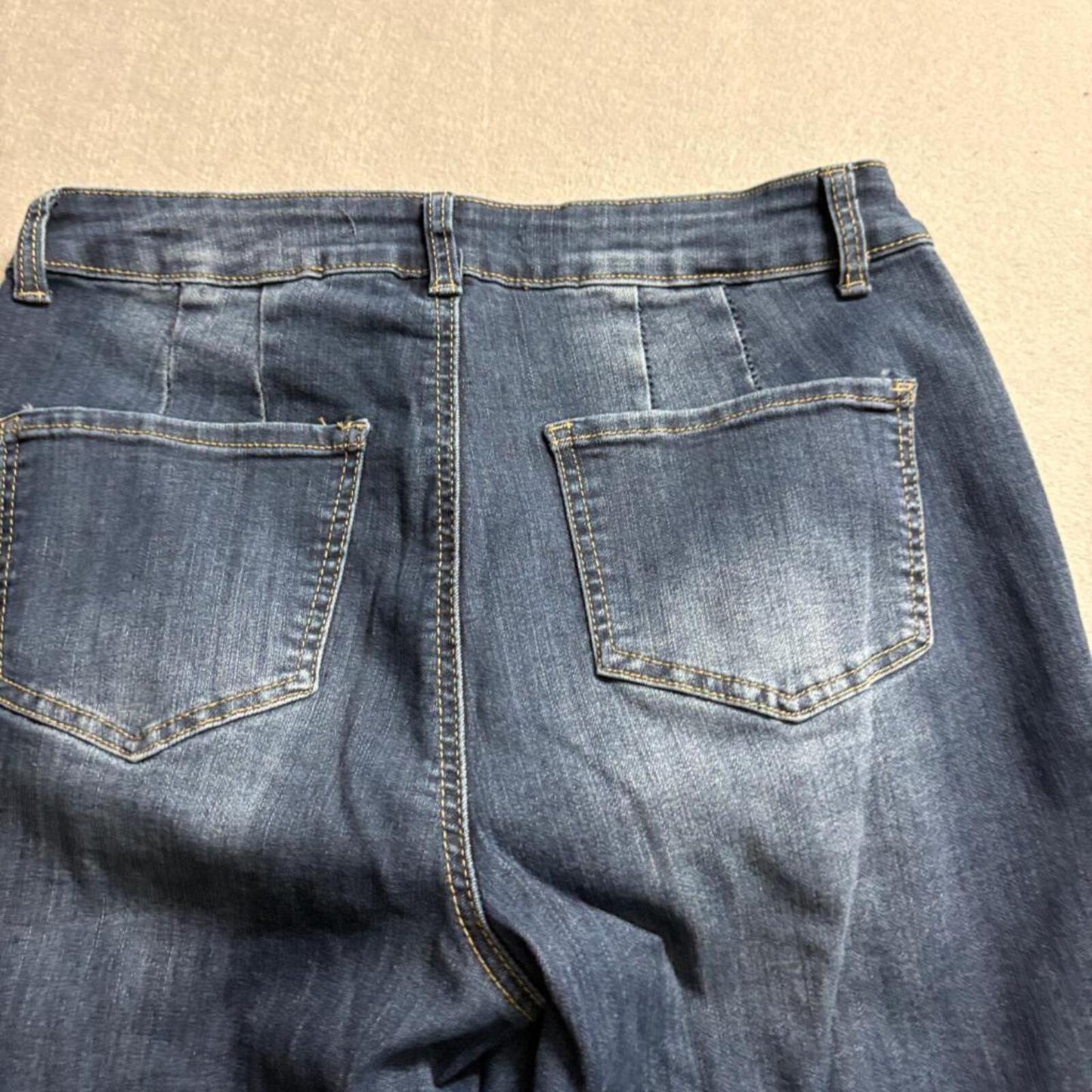 9th & Main Petite Jeans Womens 10P Blue Denim Stretch Wide Leg Cropped Flare