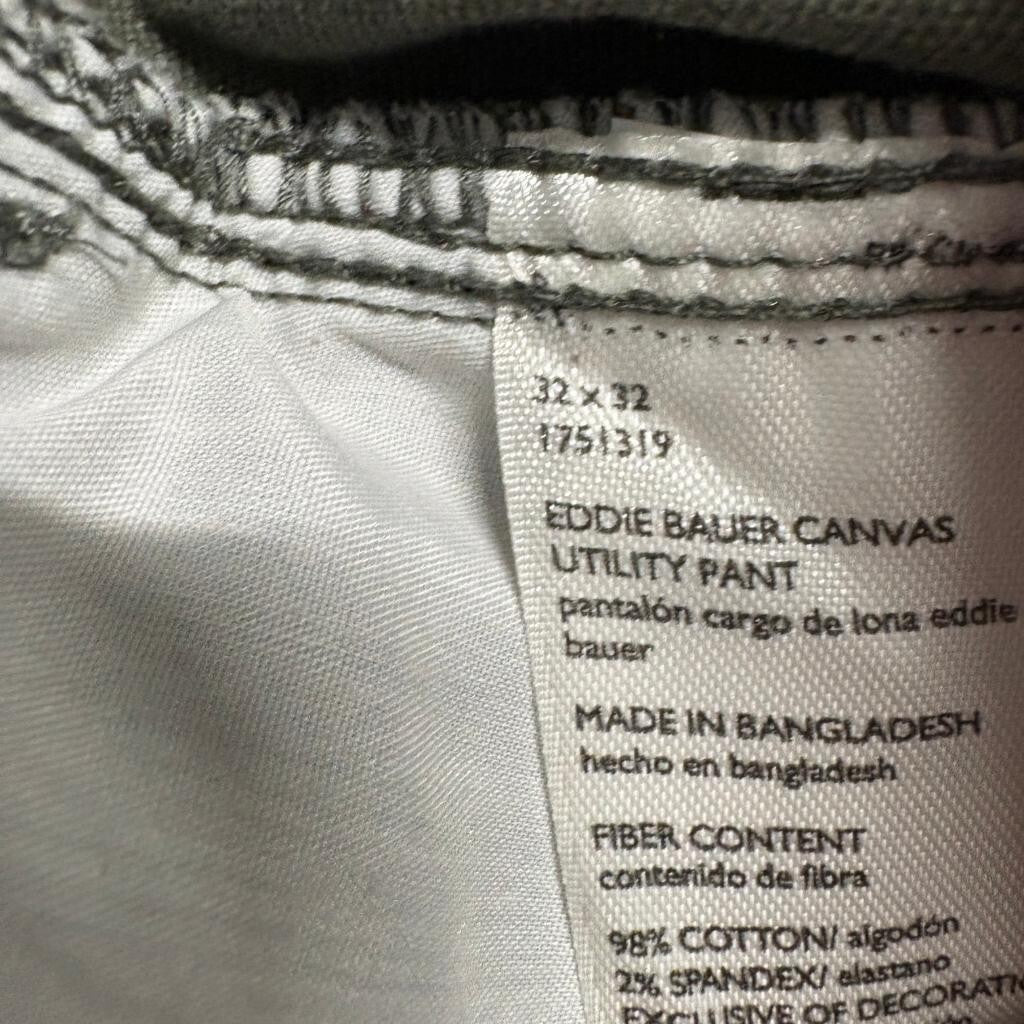 Eddie Bauer Canvas Utility Pants Mens 32x32 Green Cotton Blend Workwear
