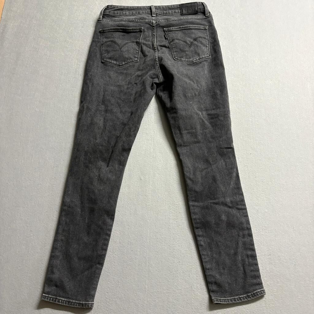 Levis 721 High Rise Skinny Jeans Womens 30 Distressed Ripped Knees Gray Denim