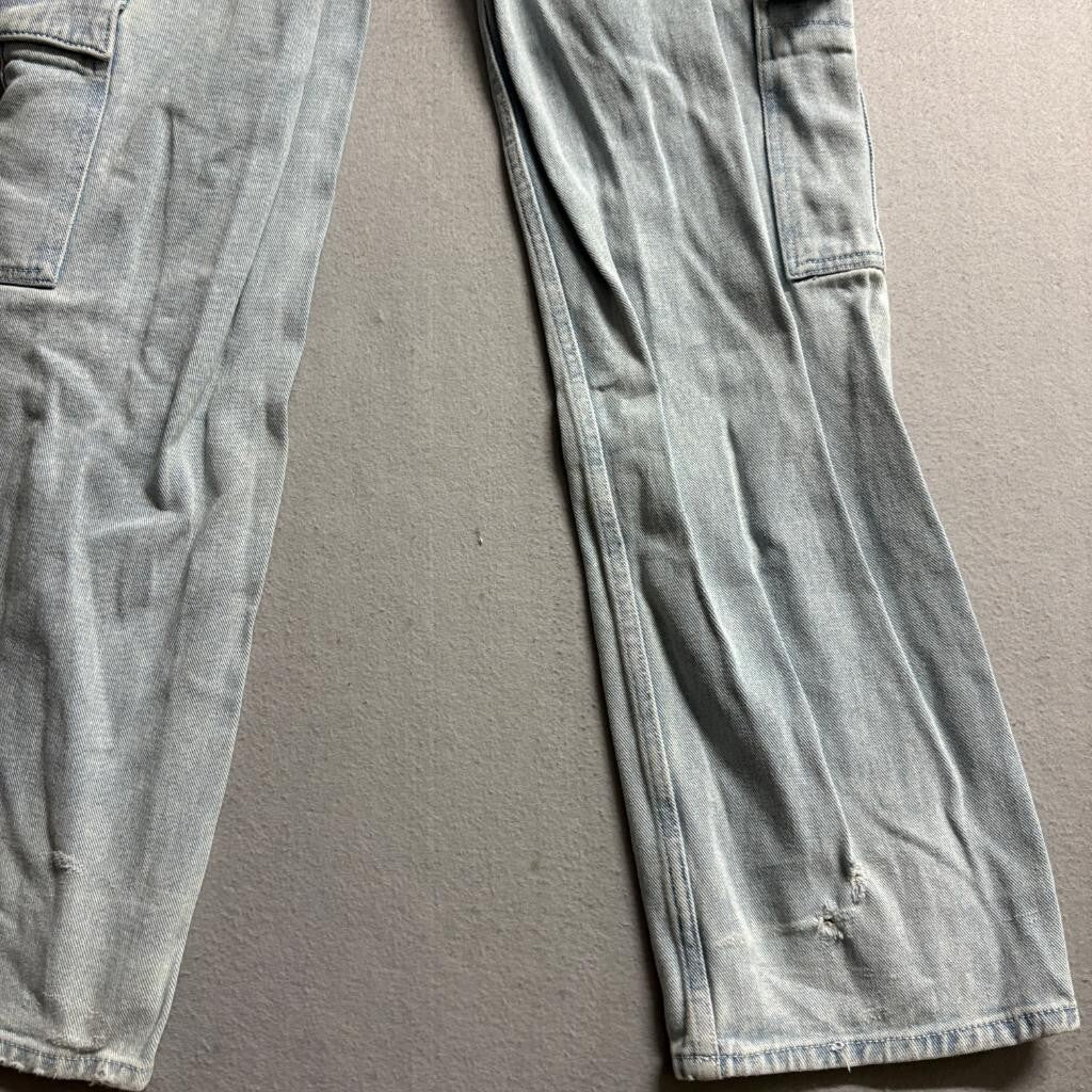 PacSun Cargo Jeans Womens 24 Light Wash Blue Cotton High Rise Wide Leg Utility
