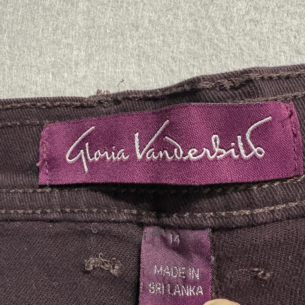 Gloria Vanderbilt Amanda Classic Tapered Pants Womens 14 Short Brown Stretch
