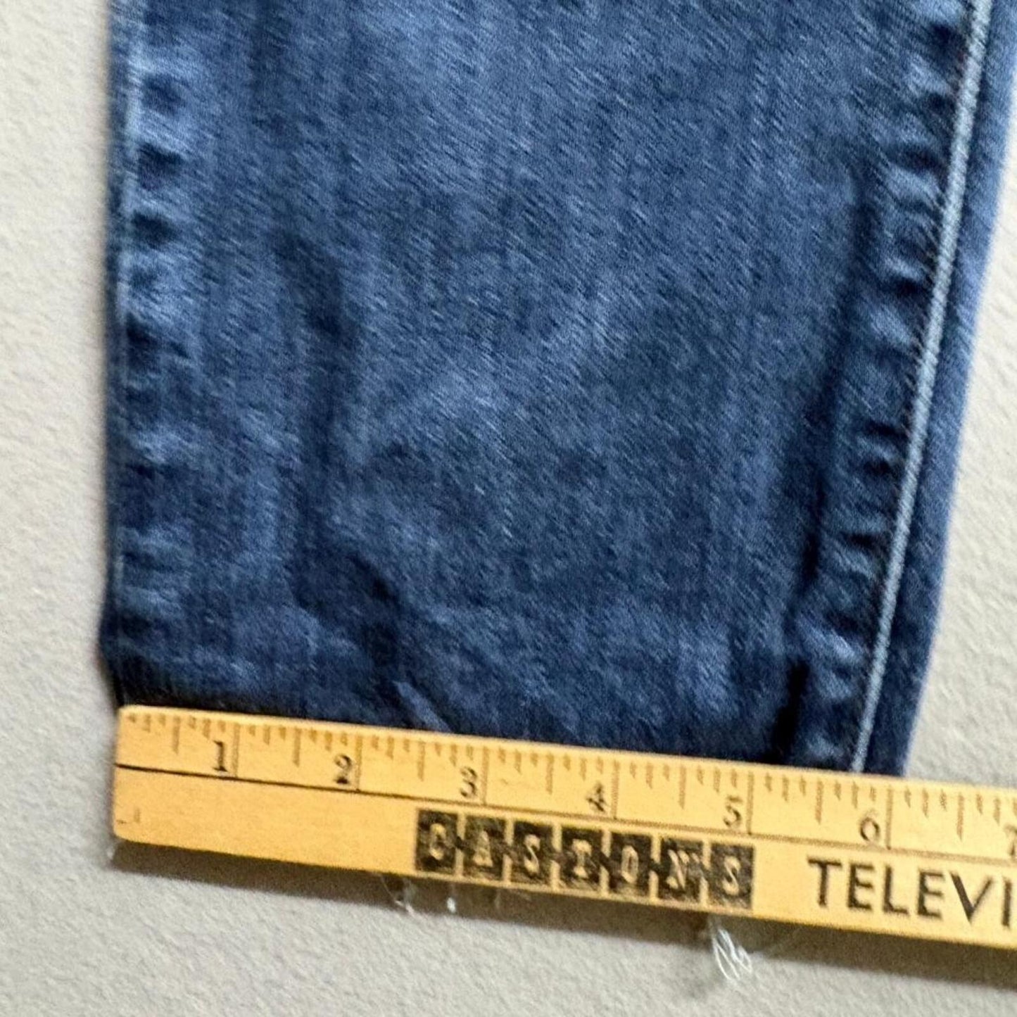 Levi's 724 High Rise Straight Jeans Womens 28 Raw Hem Blue Denim Stretch