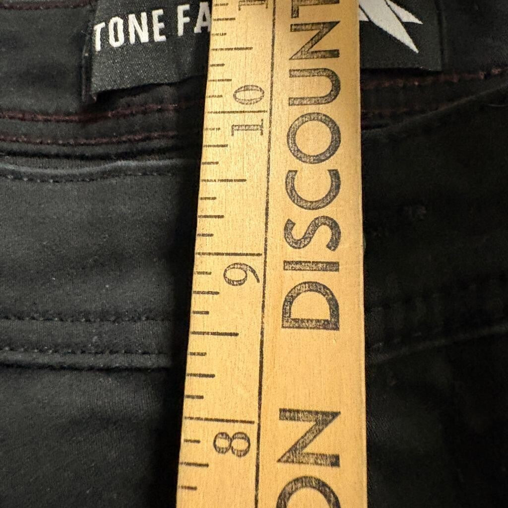 Stone Falcon Slim Fit Jeans Mens 36x32 Black Distressed Raw Hem Denim Pants
