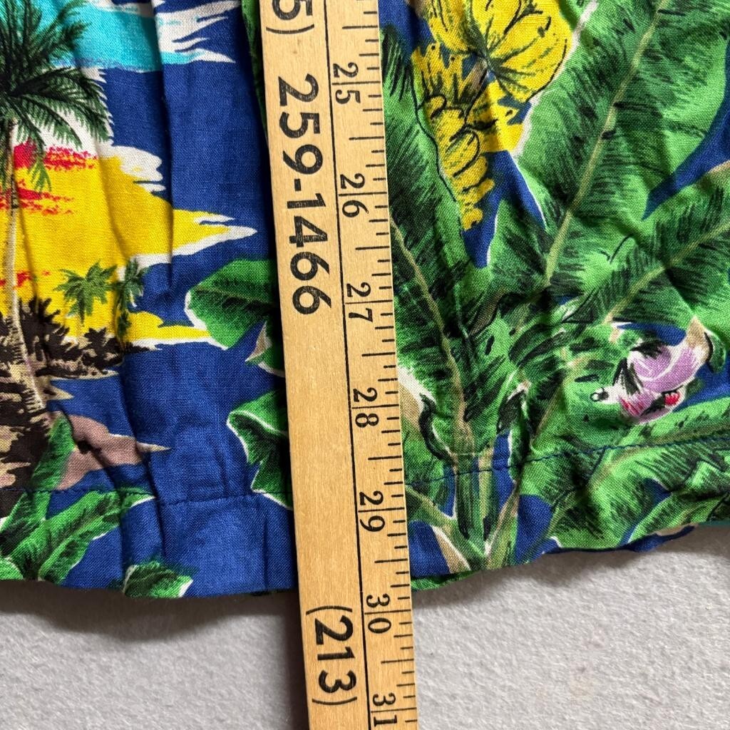 Sunset Highway Hawaiian Shirt Mens XL Blue Rayon Tropical Parrot Sunset Beach