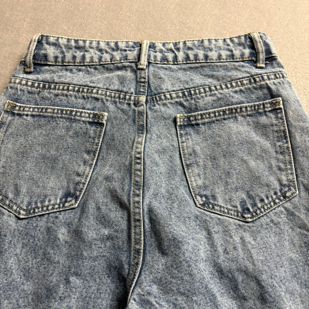SHEIN Women High Rise Seam Front Straight Leg Jeans Acid Wash Blue Size S 27x28