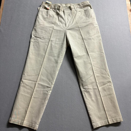 Merona Stretch Chino Pants Mens 38x30 Stone Beige Cotton Lycra Flat Front NWT