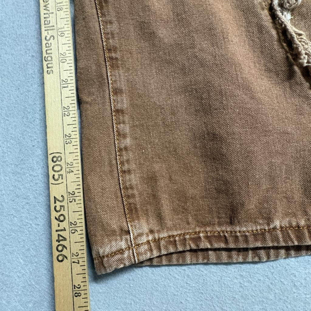 Unbranded Brown Distressed Raw Seam Wide Leg Jeans Womens Size L Y2K Grunge