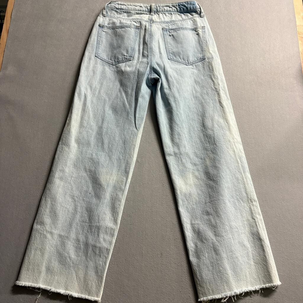 And Now This Womens Jeans Size 30 Light Wash Raw Hem Wide Leg Denim High Rise