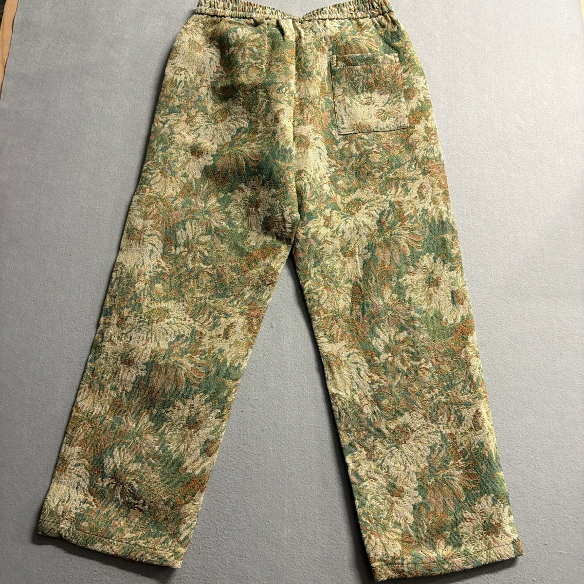 Manfinity Floral Tapestry Pants Womens Large Green Woven Drawstring Jogger
