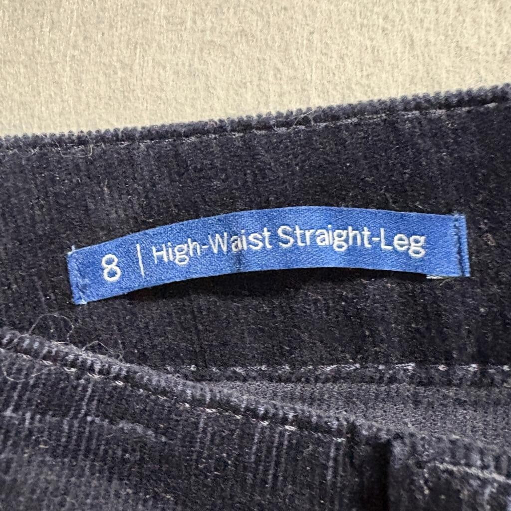 Talbots Corduroy Pants Womens 8 High Waist Straight Leg Navy Blue Stretch