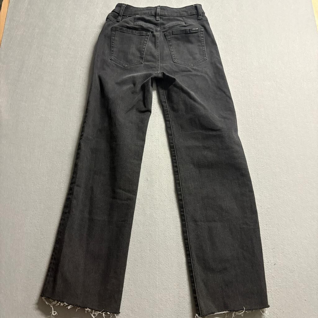 Joe's Jeans Womens 27 Wide Leg Full Length Joy Ride Black Raw Hem Denim