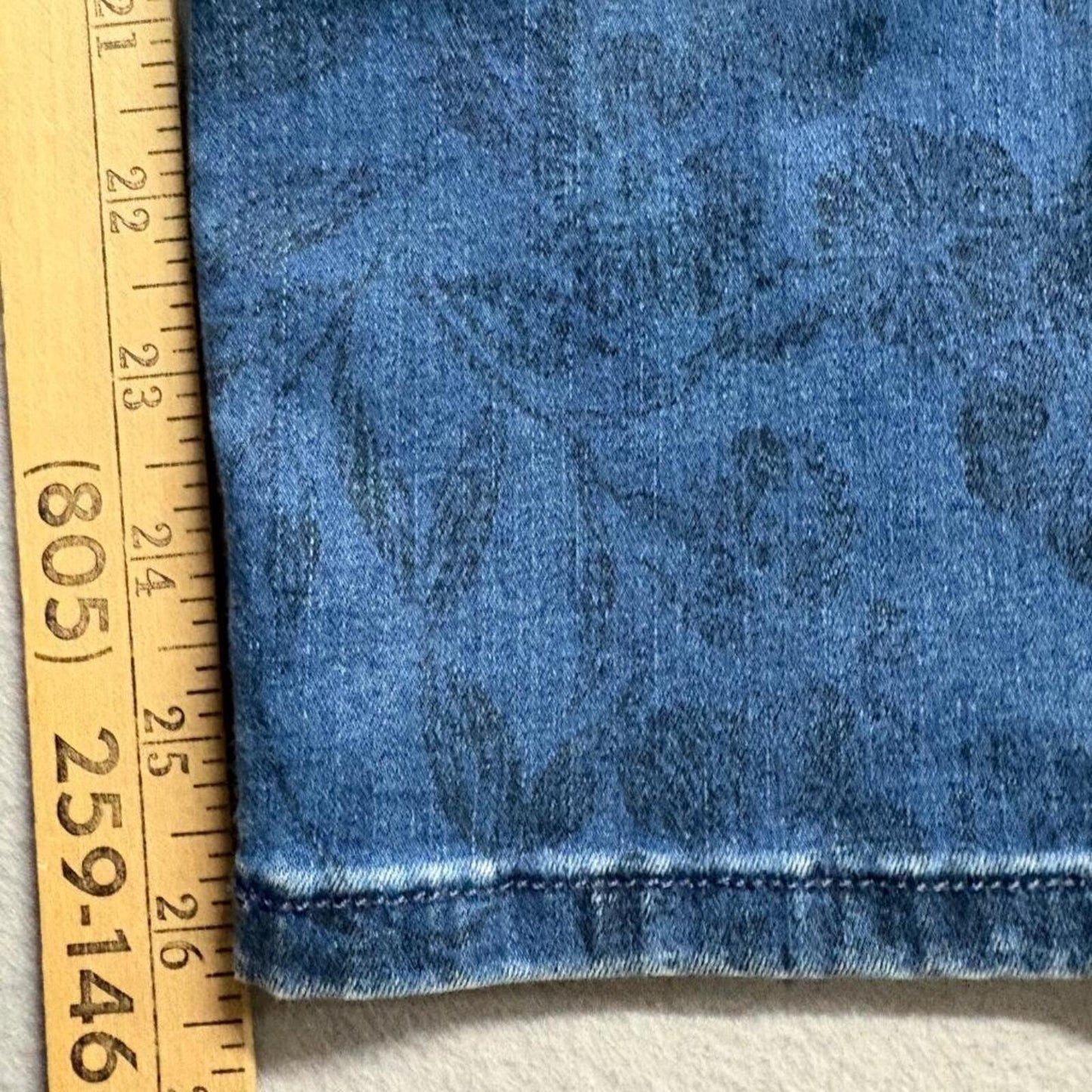 NYDJ Alina Convertible Ankle Jeans Womens 14 Blue Floral Print Lift Tuck Stretch