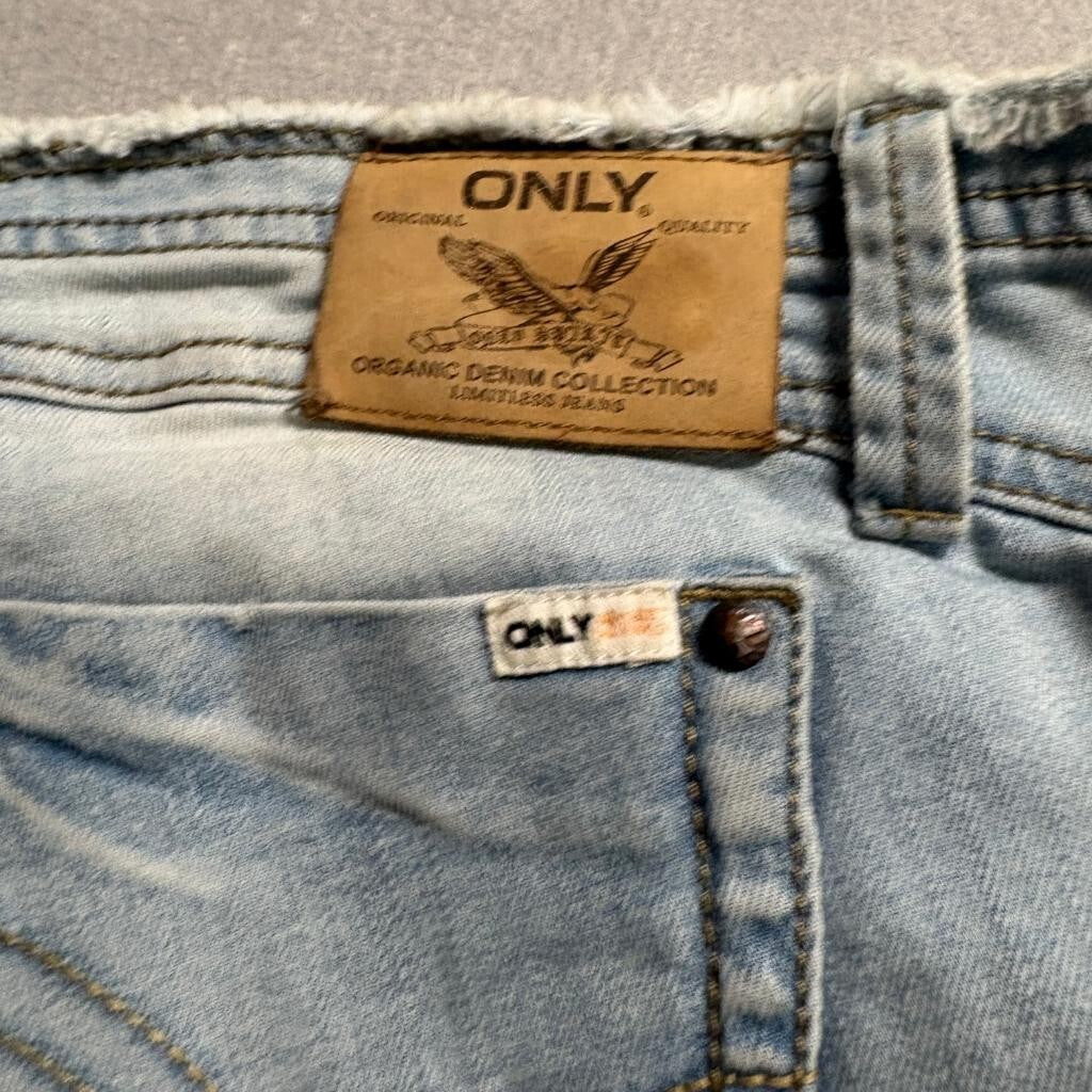 Only Jeans Womens 30 Light Wash Distressed Low Rise Skinny Lace Up Back Pocket