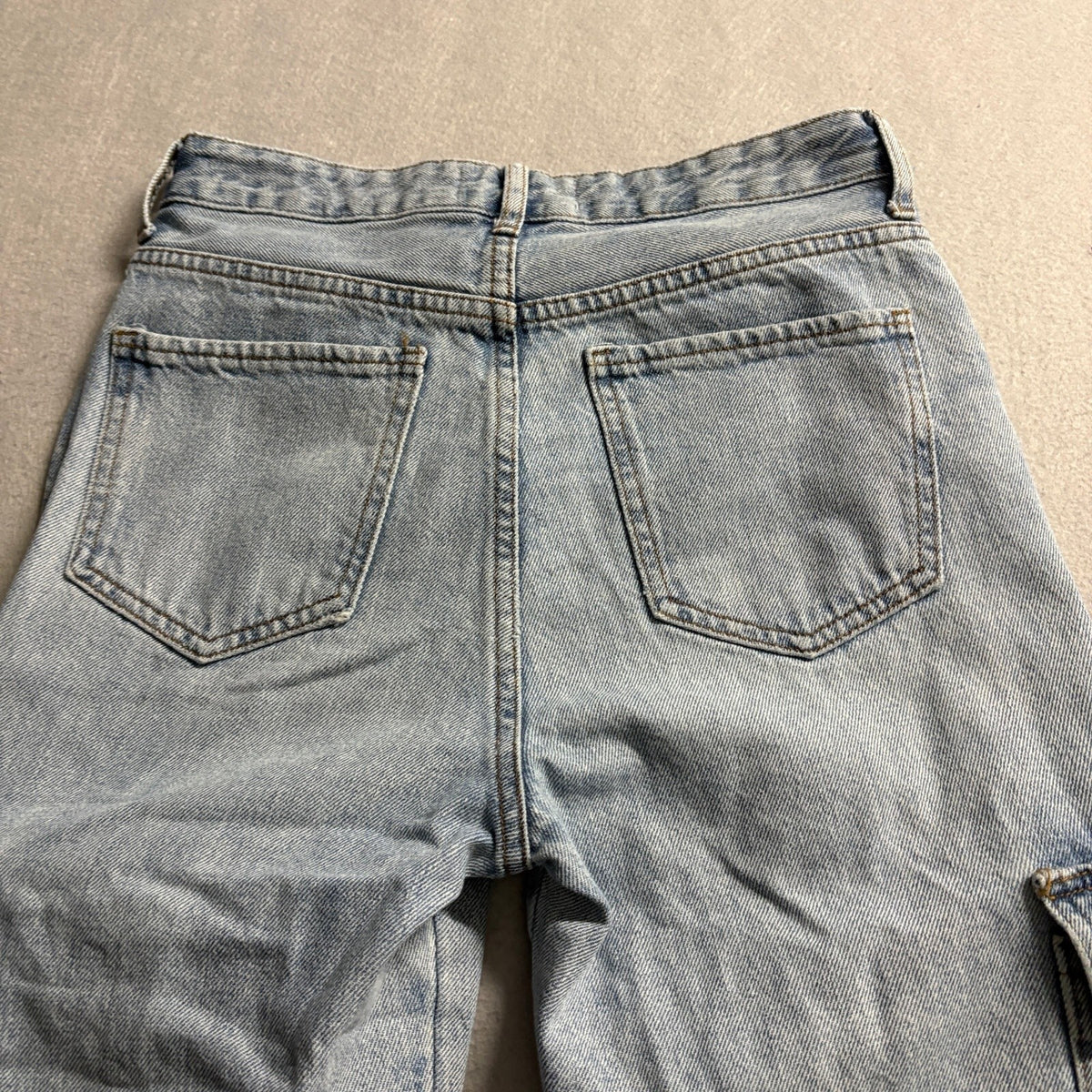 SO.N.G Womens High Rise Cargo Jeans Size 1/25 Blue Light Wash Straight Leg 28x29