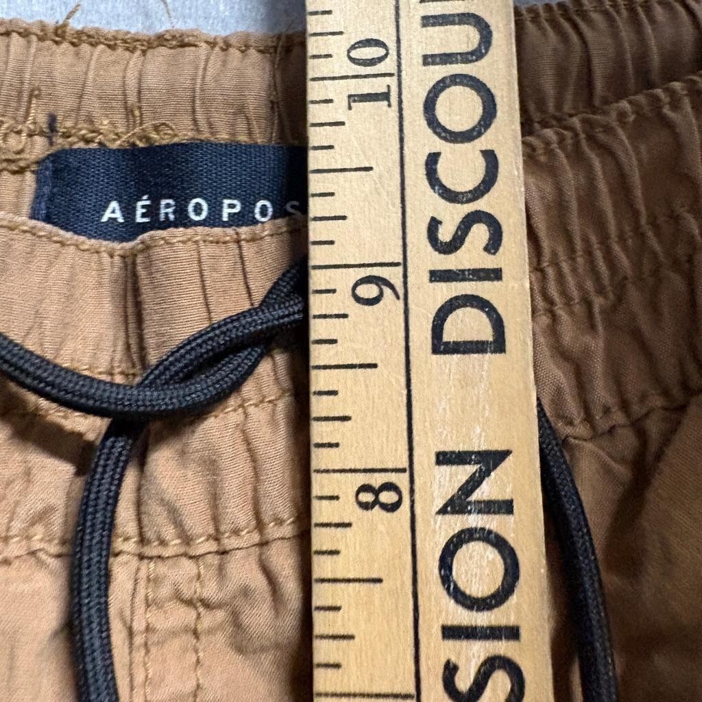 Aeropostale Active Utility Pants Mens XS Brown Cargo Jogger Drawstring Cotton