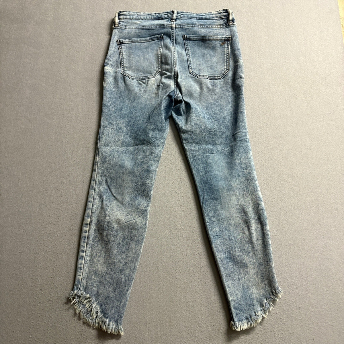 William Rast Highrise Crop Jeans Womens 29 Blue Acid Wash Distressed Frayed Hem
