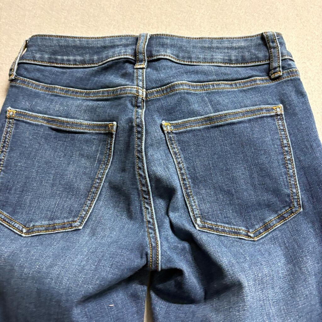 LC Lauren Conrad Girls Skinny Crop Jeans Size 0 Blue Denim Stretch Cuffed