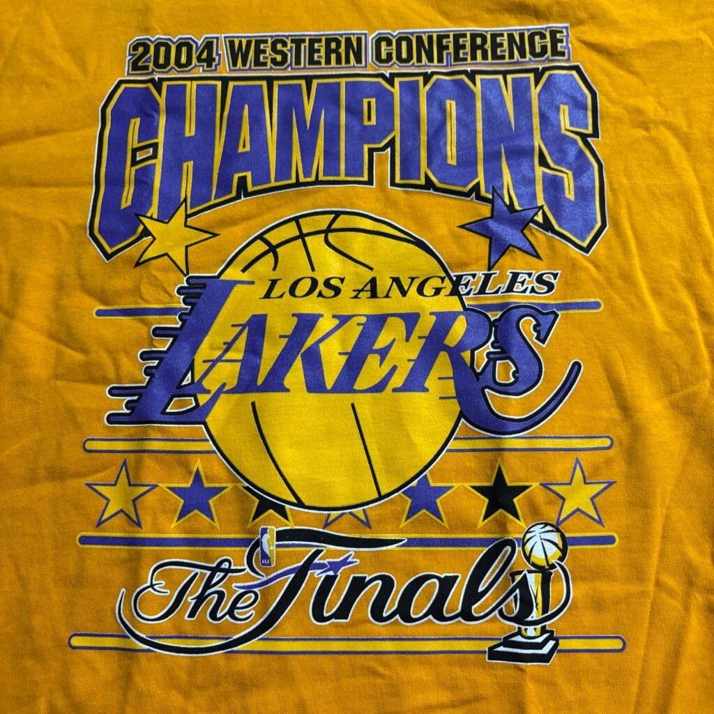 Vintage Los Angeles Lakers 2004 Western Conference Champions Shirt Mens XL Gold