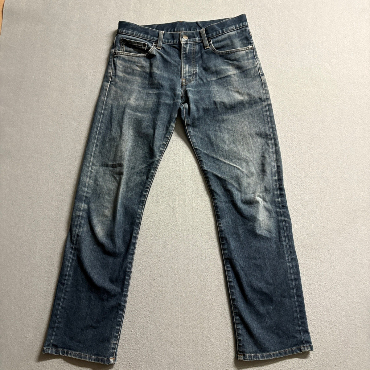 UNIQLO UJ Mens Blue Denim Stretch Jeans Size 30x32 Medium Wash Straight Leg