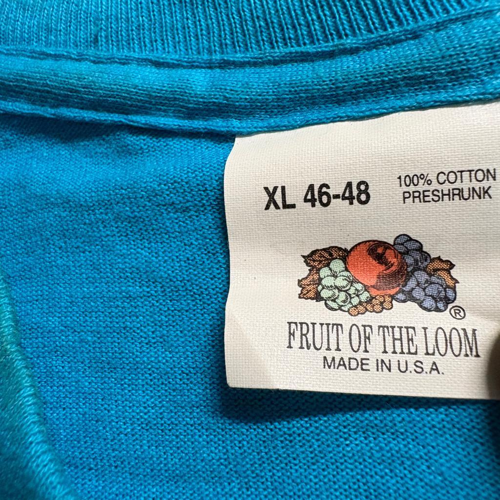 Vintage Fruit of the Loom Pocket T-Shirt Mens XL Blue Blank Single Stitch USA