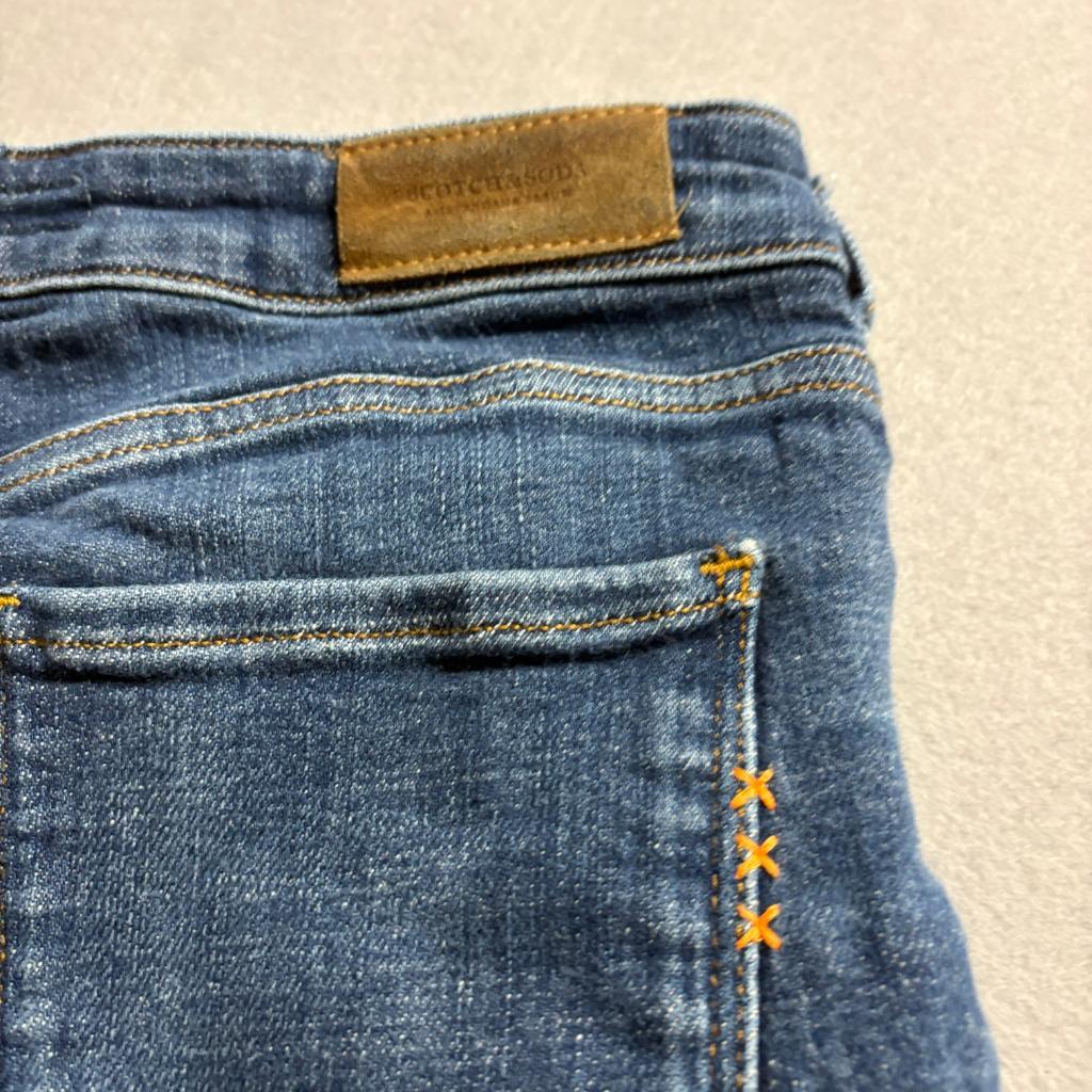 Scotch and Soda Amsterdams Blauw Distressed Skinny Jeans Womens 28/32 Blue