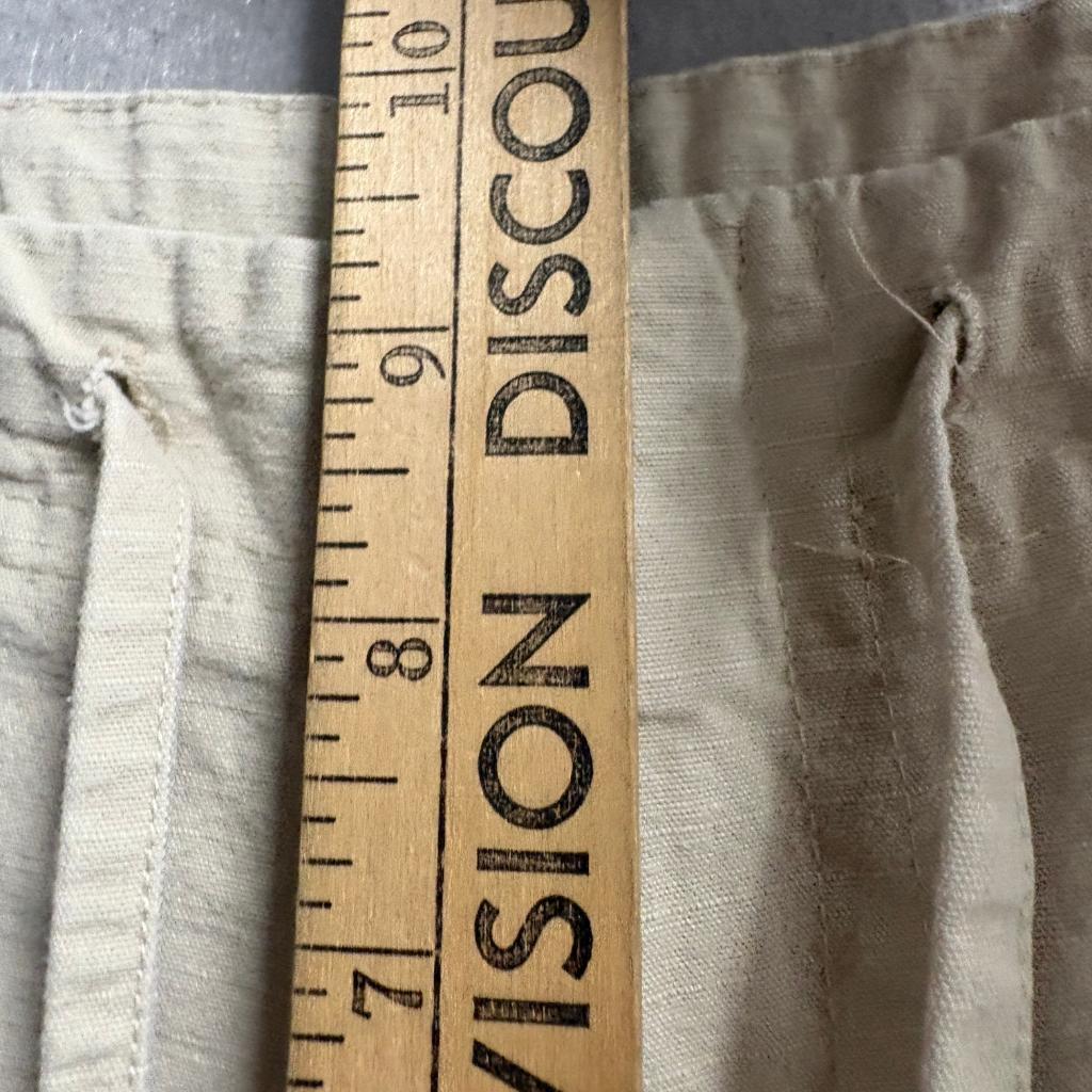 Forever 21 Womens Pants Large Beige Cotton Drawstring Wide Leg Utility Cargo Y2K