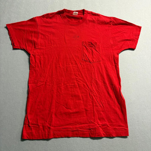 Vintage Fruit of the Loom Pocket T-Shirt Mens XL Red Single Stitch Made in USA
