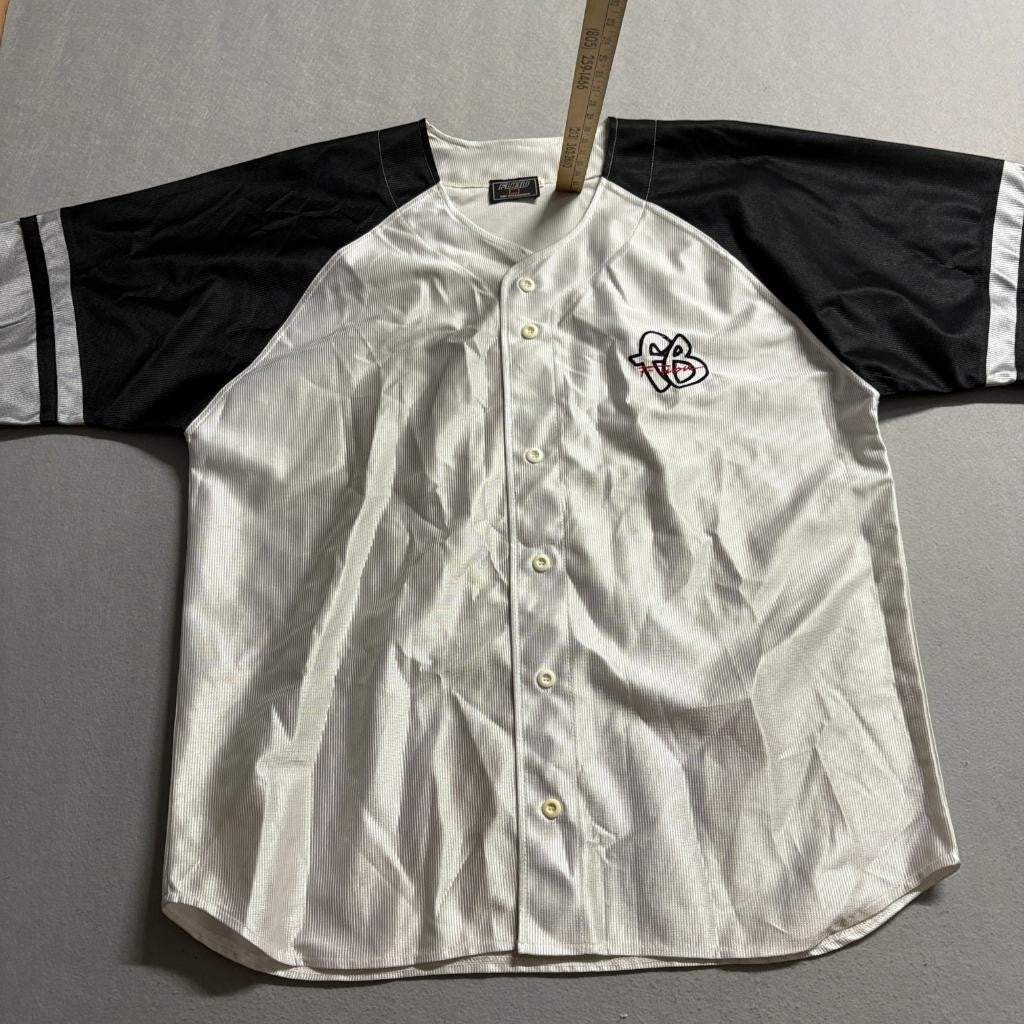 Vintage FUBU The Collection Baseball Jersey Shorts Hat 3 Piece Set Mens XL White