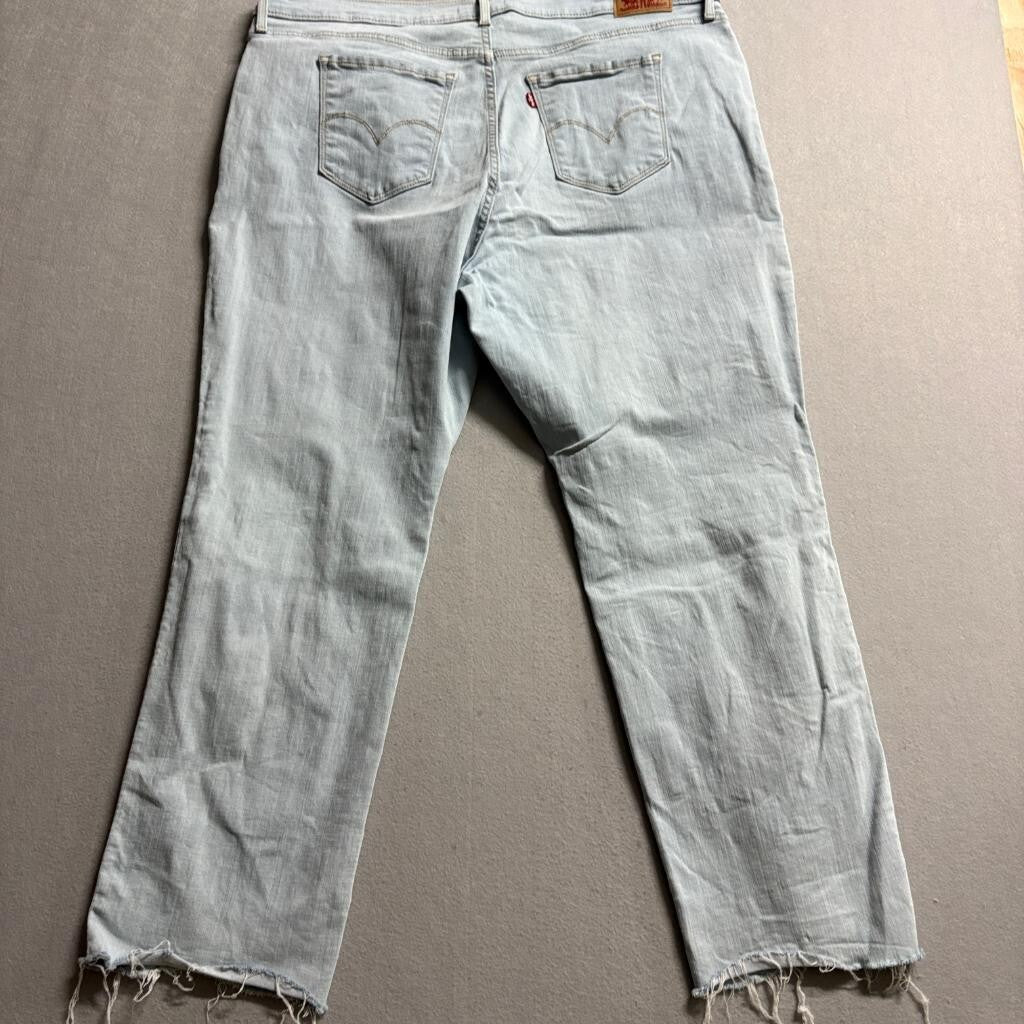 Levi's 724 High Rise Straight Jeans Womens 20W Light Wash Blue Denim Raw Hem