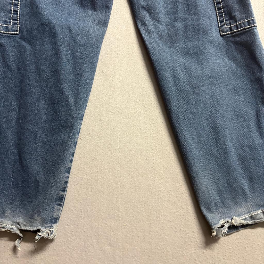 Almost Famous Cargo Jeans Womens Medium Blue Elastic Waist Utility Y2K Denim
