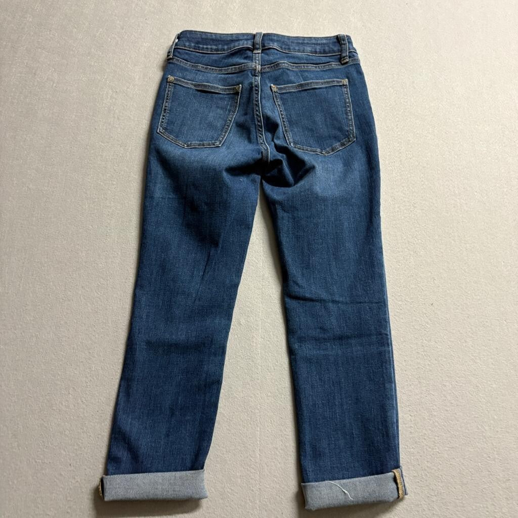 LC Lauren Conrad Girls Skinny Crop Jeans Size 0 Blue Denim Stretch Cuffed