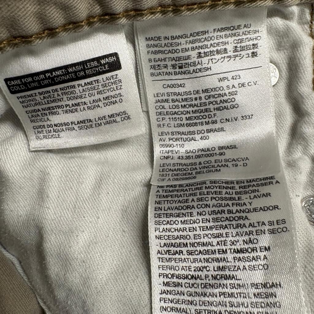 Levis 508 Commuter Pants Mens 29x30 Khaki Beige Slim Tapered Twill Chino