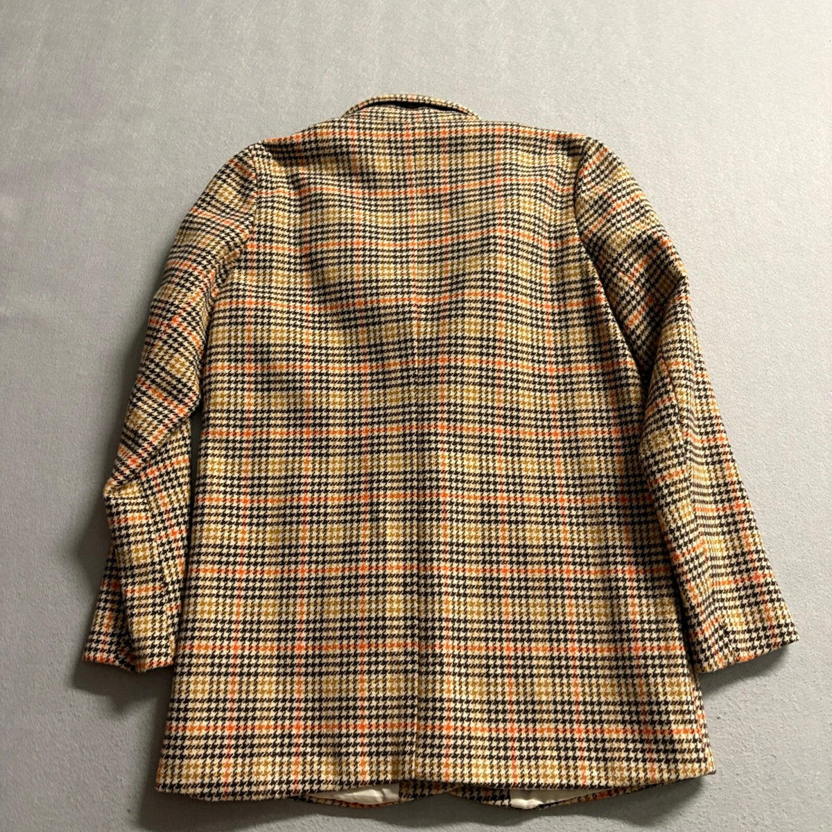 Shein Plaid Blazer Jacket Womens Small Brown Orange Houndstooth Tweed Style Coat