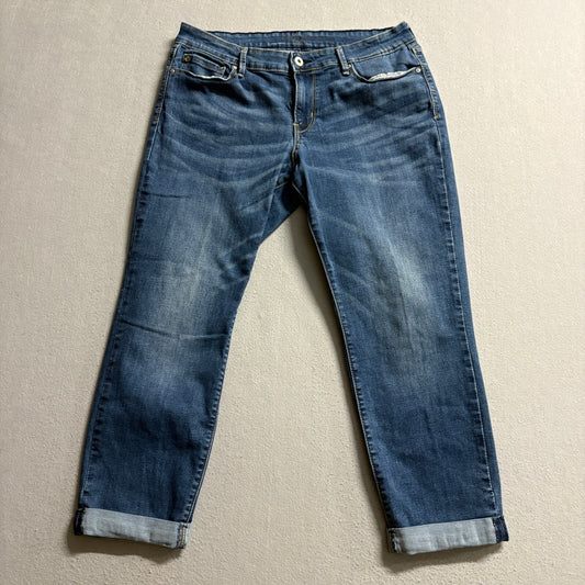 Denizen Levi Strauss Womens Size 14 W32 Blue Denim Cuffed Crop Boyfriend Jeans