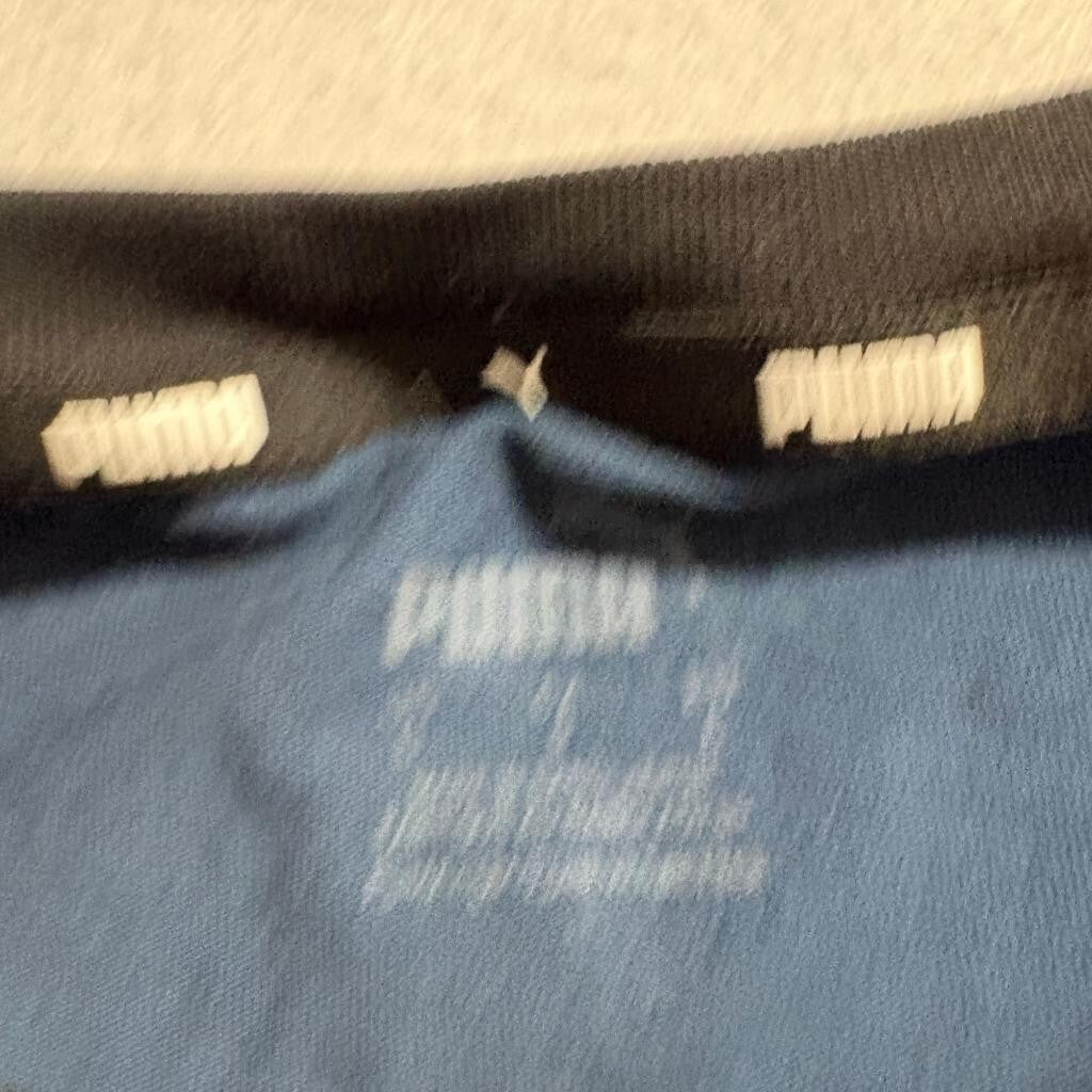 Puma T-Shirt Mens Medium Blue Black Orange Colorblock Graphic Logo Tee