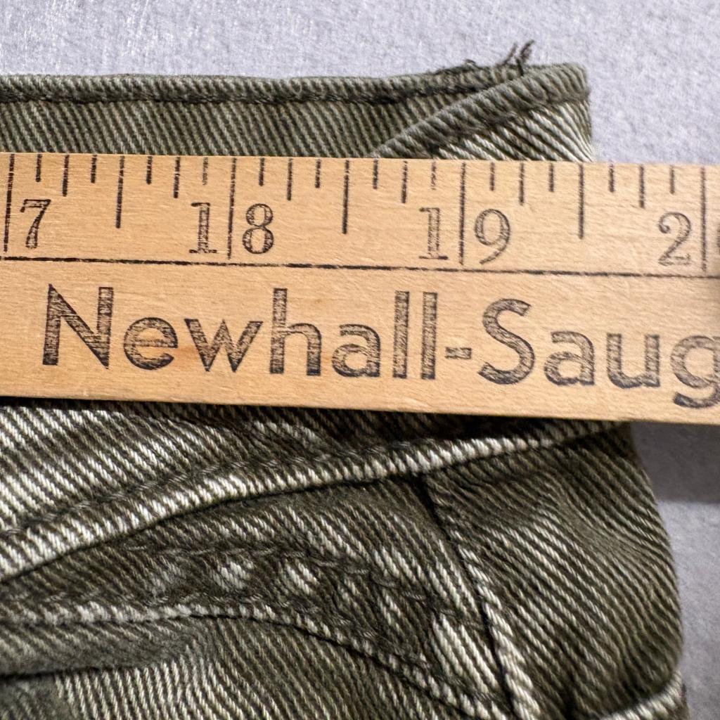 Smoke Rise Mens Moto Biker Jeans Olive Green Distressed Ribbed Size 40x32